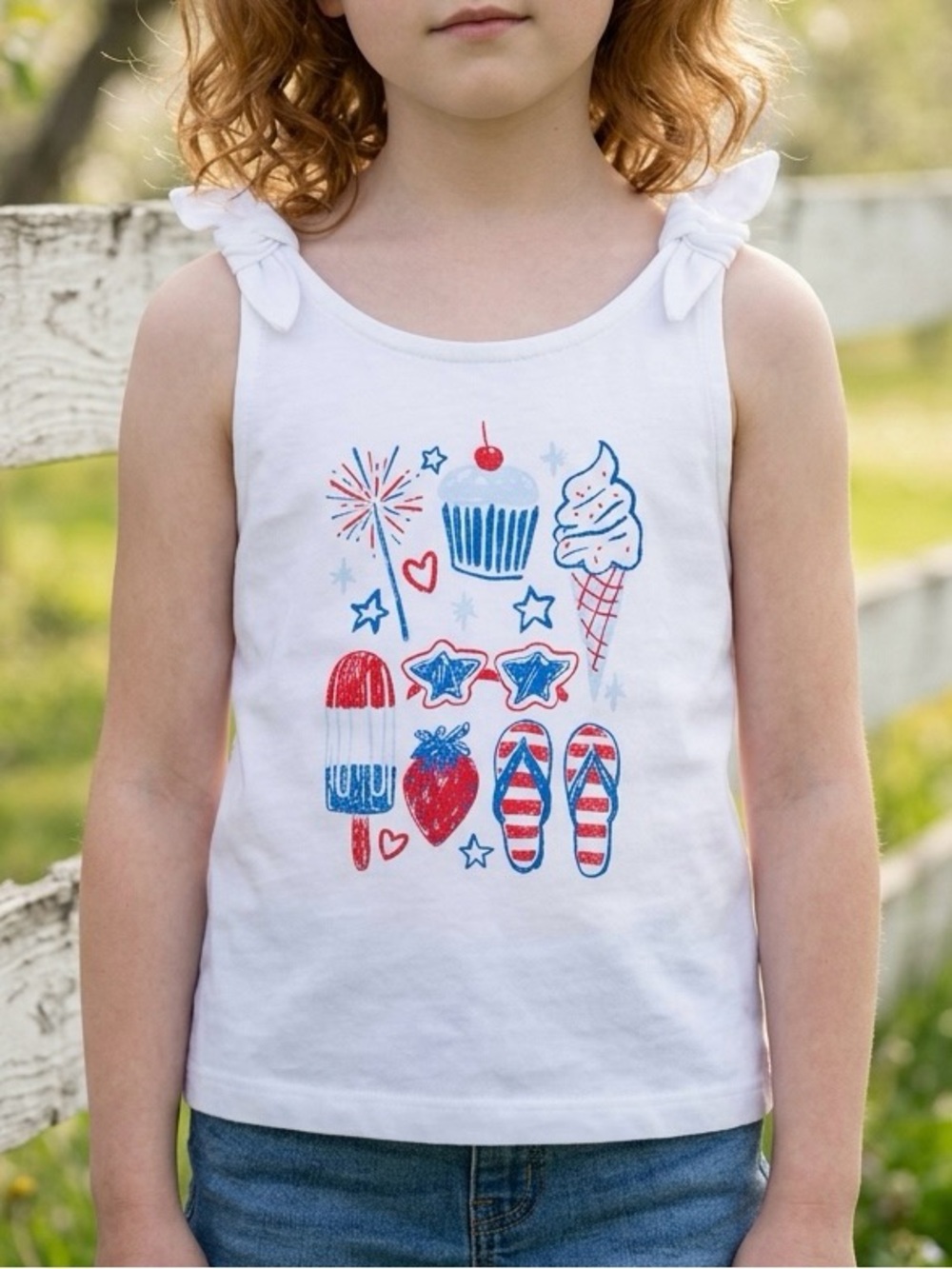 Americana Summer Graphic Knot Tank Top